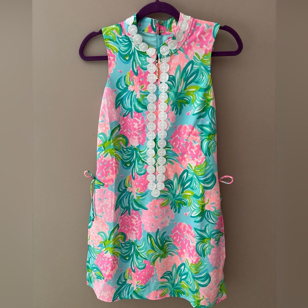 LILLY PULITZER JONNA ROMPER BLUE IBIZA PINEAPPLE SHAKE SZ 4 NEW WITH TAGS